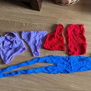 FREE w/ $15 purchases SHEIN Purple, Red, and Blue Lace Panties Set